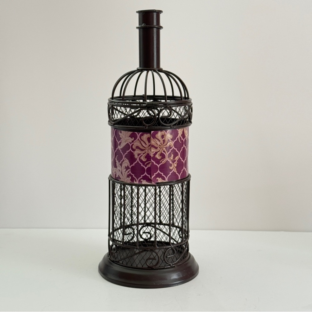 Bottle Shaped Wine Corks Storage Cage Brown Metal 'Uncork & Unwind' - Picture 3 of 8